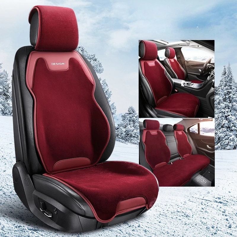 

Премиальные плюшевые теплые чехлы на автомобильные сиденья для зимы, толстая мягкая ткань, теплоудерживающая дышащая перфорированная кожа наппа, подходит для большинства автомобилей