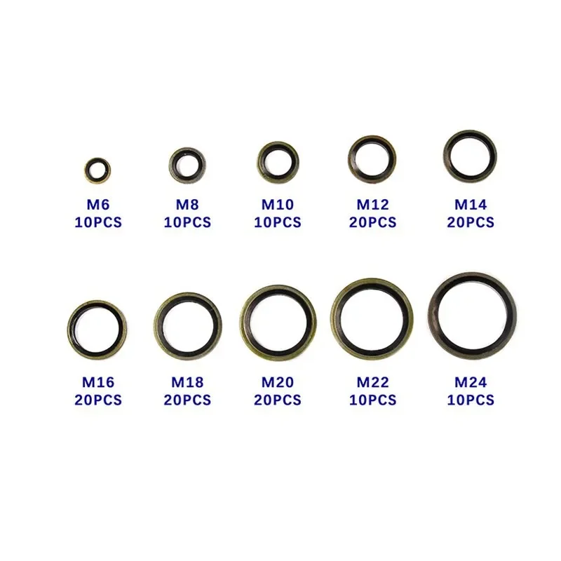 150pcs Bonded Seal Washer Drain Plug Oil Drain Screw Combined Washer Seal Set M6 M8 M10 M12 M14 M16 M18 M20 M22 M24