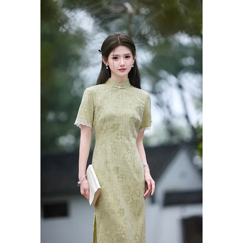 

Daily Improvement Cheongsam 2025, новый стиль, молодая девушка, стиль Республики, ретро, облегающее платье, летнее Ципао