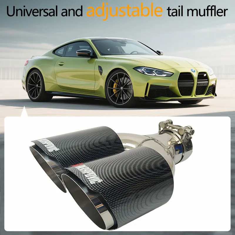 Car modification AK Scorpion model carbon paint Y-shaped double exhaust pipe exhaust pipe tail tip 63*89 double exhaust pipe
