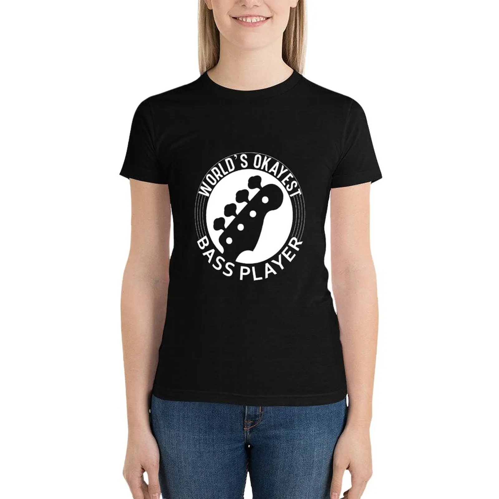 

World's Okayest Bass Player-Bass Player-Bass Guitarist-Electric Bass-Bass Clef T-Shirt female summer blouses woman 2024