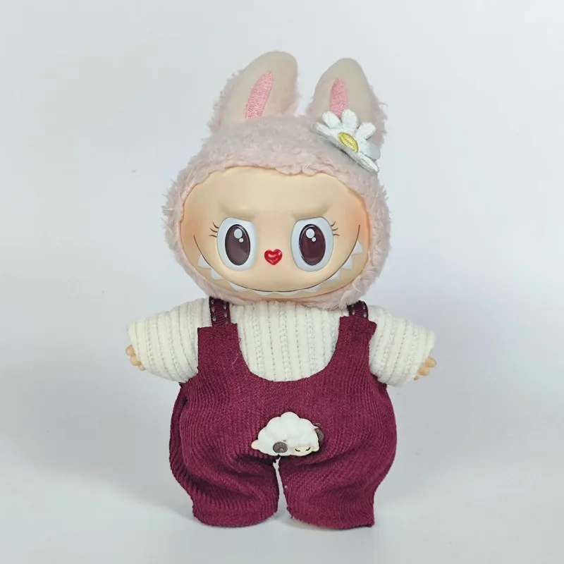 شعبية Labubu ملابس دمى 17 سنتيمتر قلادة Labubu ملابس دمى الربيع المجال حزام فستان أطفال مع سروال داخلي Labubu ملابس دمى اكسسوارات