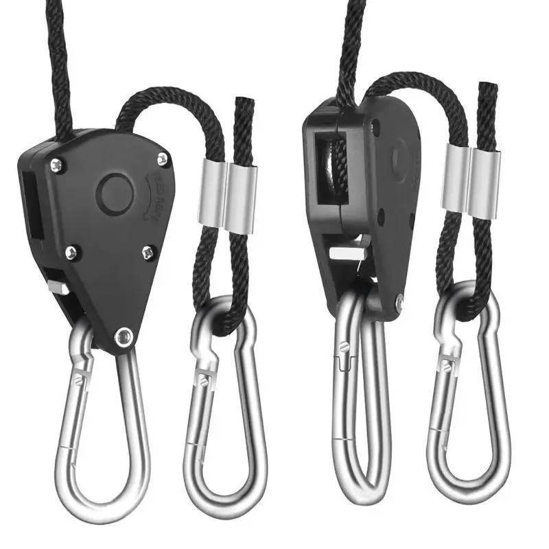 2Pcs 1/8 "Pulley Tali Ratchet 150lb Berat Mengunci Gantungan Mengangkat Lanyard untuk Tenda Kamar Fan Tumbuh Tanaman Berkemah hiking