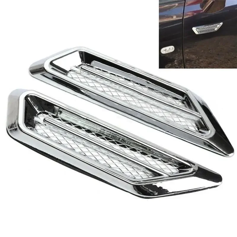 2Pcs Universal Chrome Car SUV Air Flow Fender Side Vent Decoration Sticker