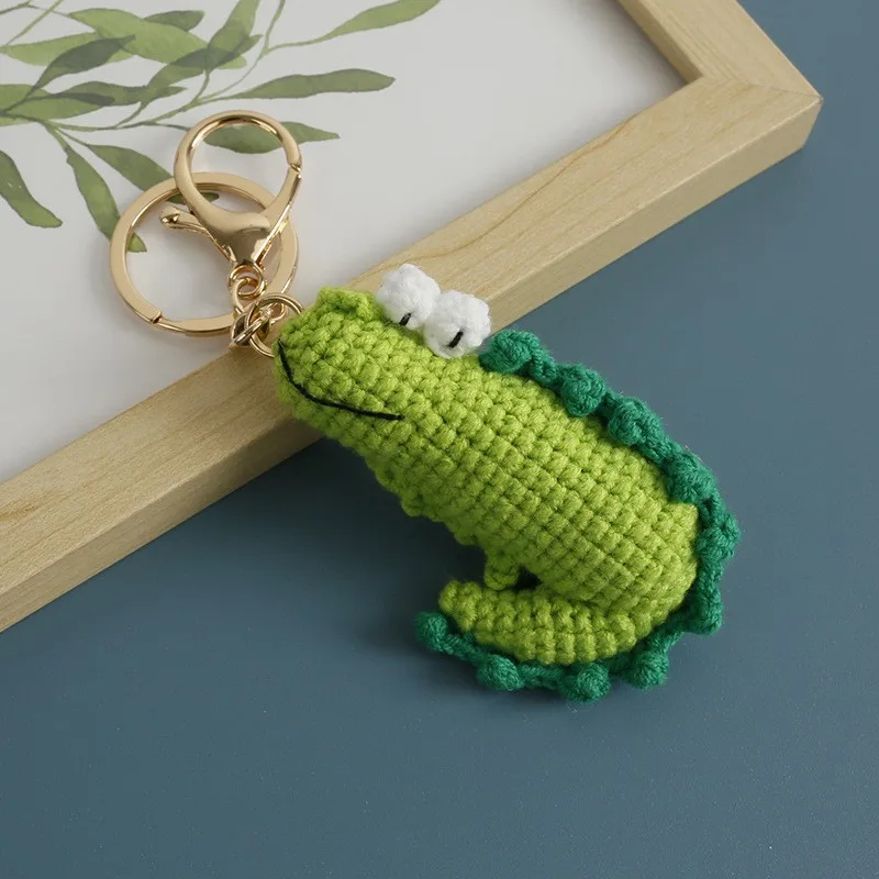 

Funny Crocodile Doll Crochet Keychain Handmaking Knitted Cute Squid Doll Keyrings Knitting Green Crocodile Keyrings Wholesale