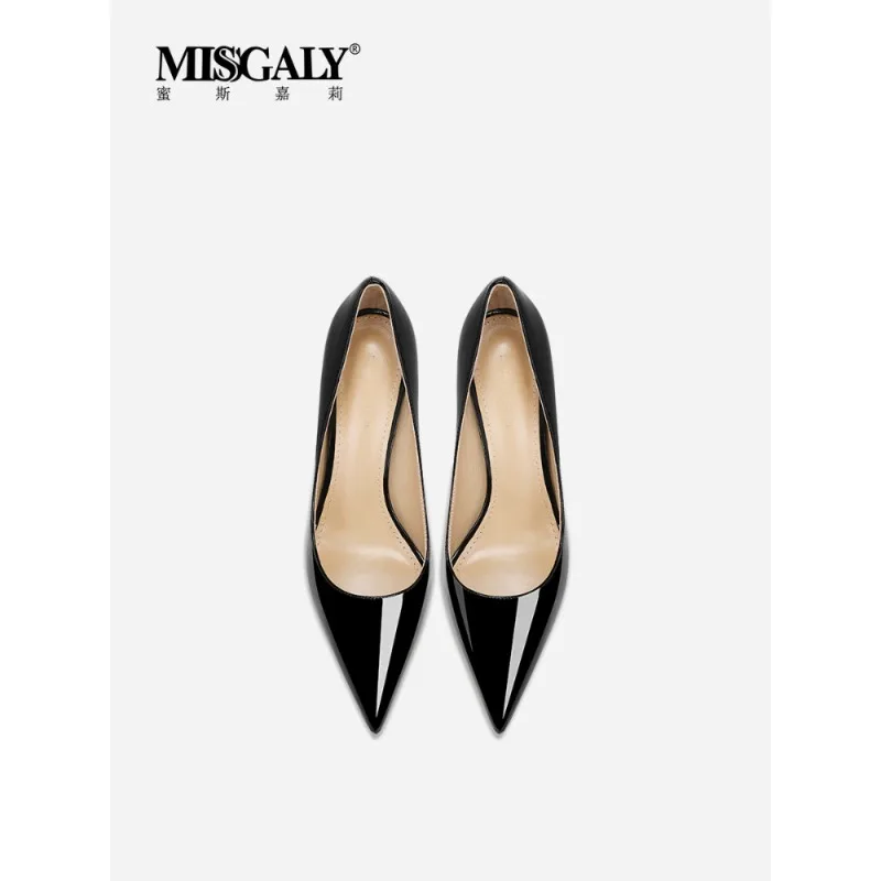 

Black professional high heels for women, new style, sexy, pointed, thin heels, not tiring, patent leather single shoes for women