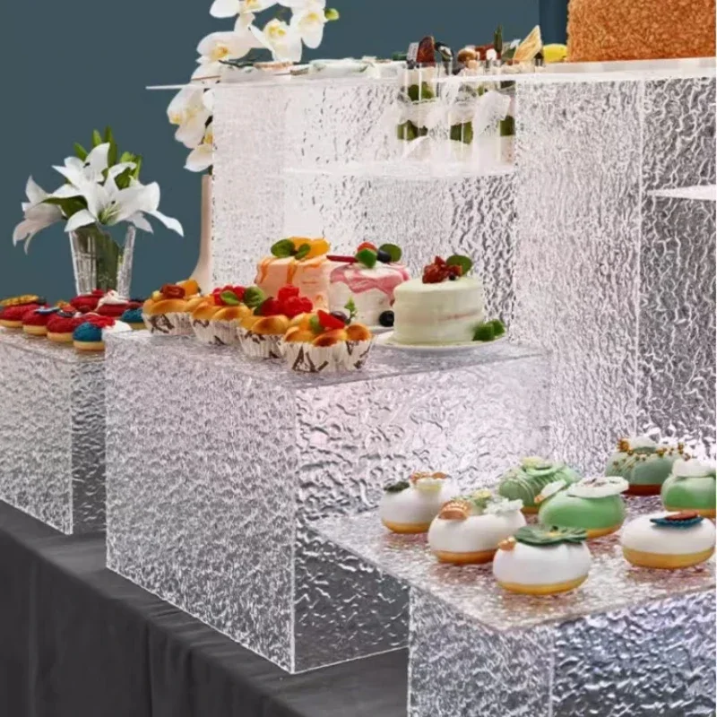 10pcs Dessert Table Buffet Plate Holder Acrylic Tray Shelf Wedding Banquet Cake Cookies Sushi Bread Fruits Tea Break Stand Decor