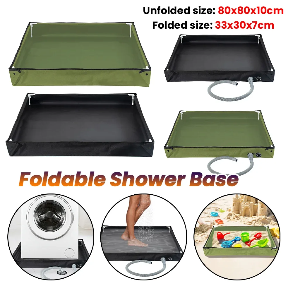 Base de ducha plegable, bandeja de ducha portátil con manguera de drenaje, Base de suelo para tienda de campaña, bandeja de ducha al aire libre para viajes en la playa y Camping