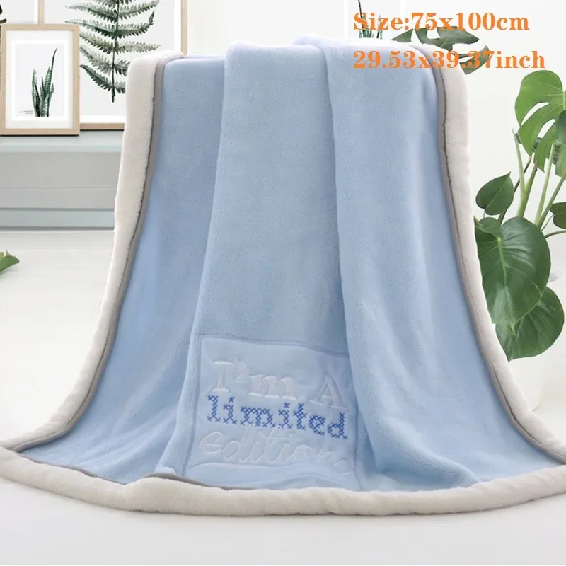 Baby Blankets Newborn Cartoon Embroidery Flannel Baby Blanket Kids Boys Girls Swaddle Wrap Infant Stroller Cover Blanket