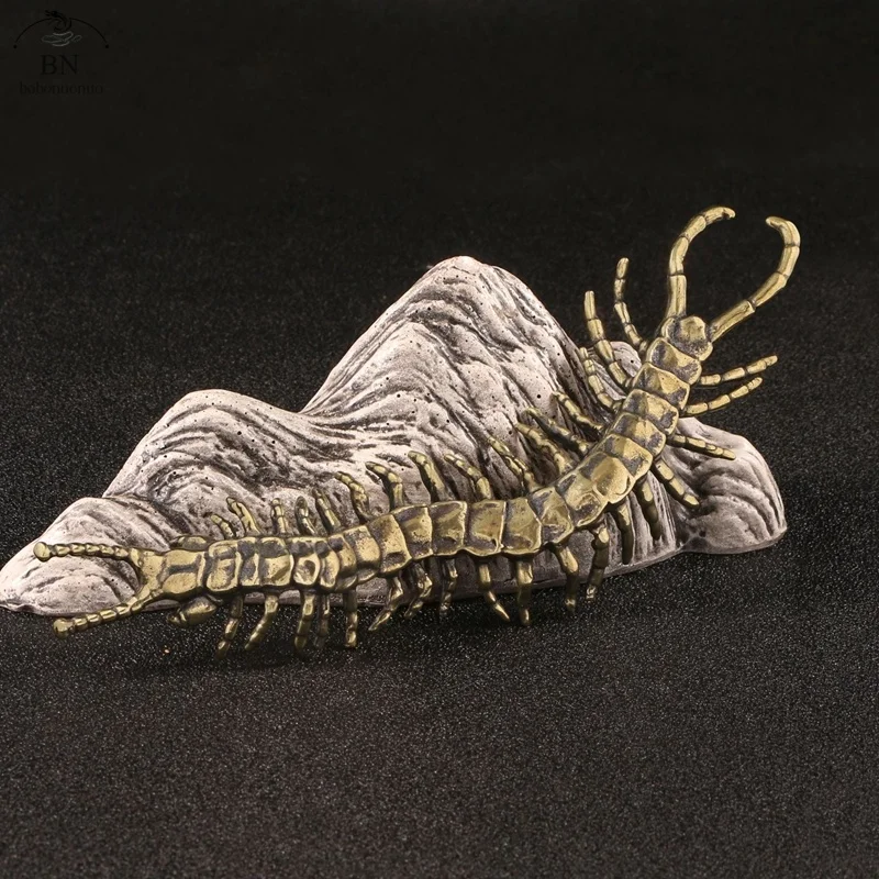 Antique Bronze Centipede Figurines Ornaments Pure Copper Moveable Simulation Animal Statue Crafts Home Feng Shui Desktop Decors