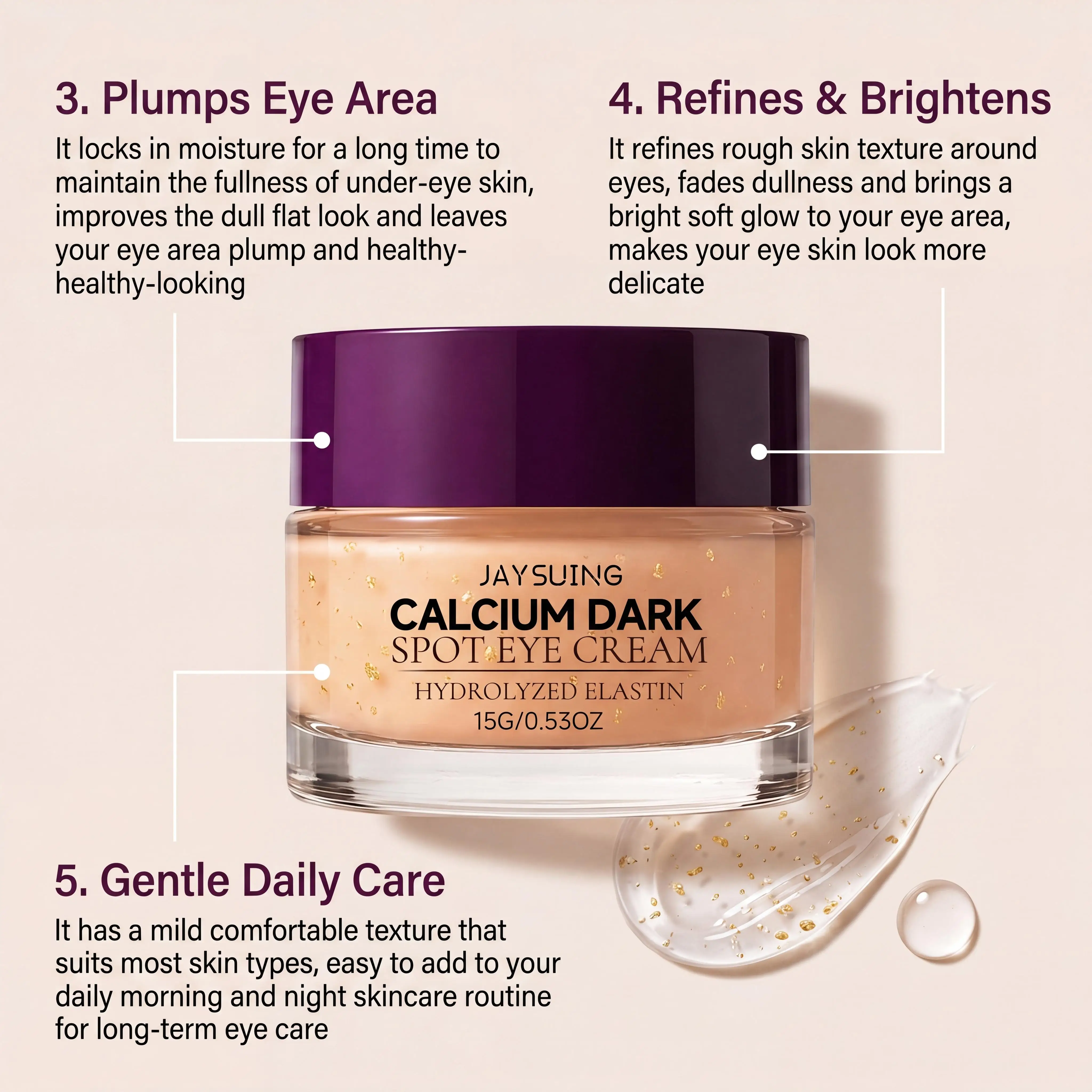 Calcium Dark Spot Eye Cream Reduce Under Eye Bags Firm Sagging Eye Skin Anti Wrinkles Moisturize Korean Calcium Volume Eye Cream