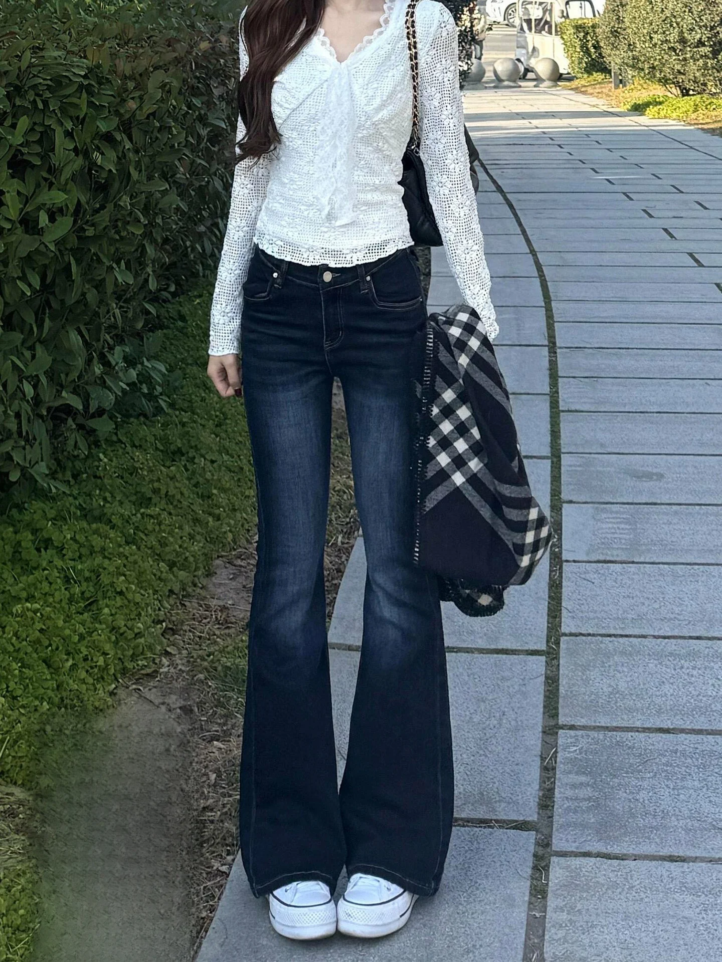 

plus Size Summer New Lazy Style Slim Fit Bell Bottom Jeans Women Fat MM Thin Type Floor Length Pants High Waist Wide Leg Jeans