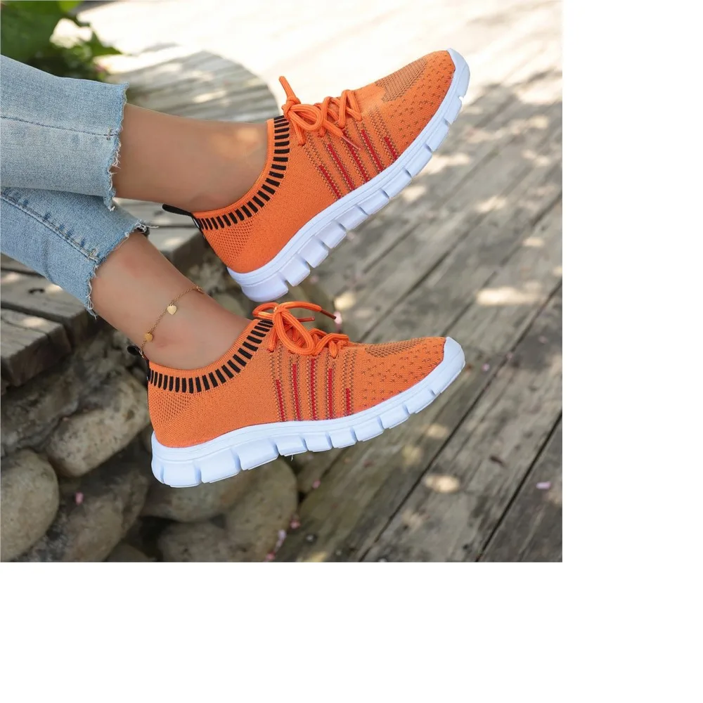 Large size flying mesh single shoes female summer new women love breathable sports casual shoes C1180