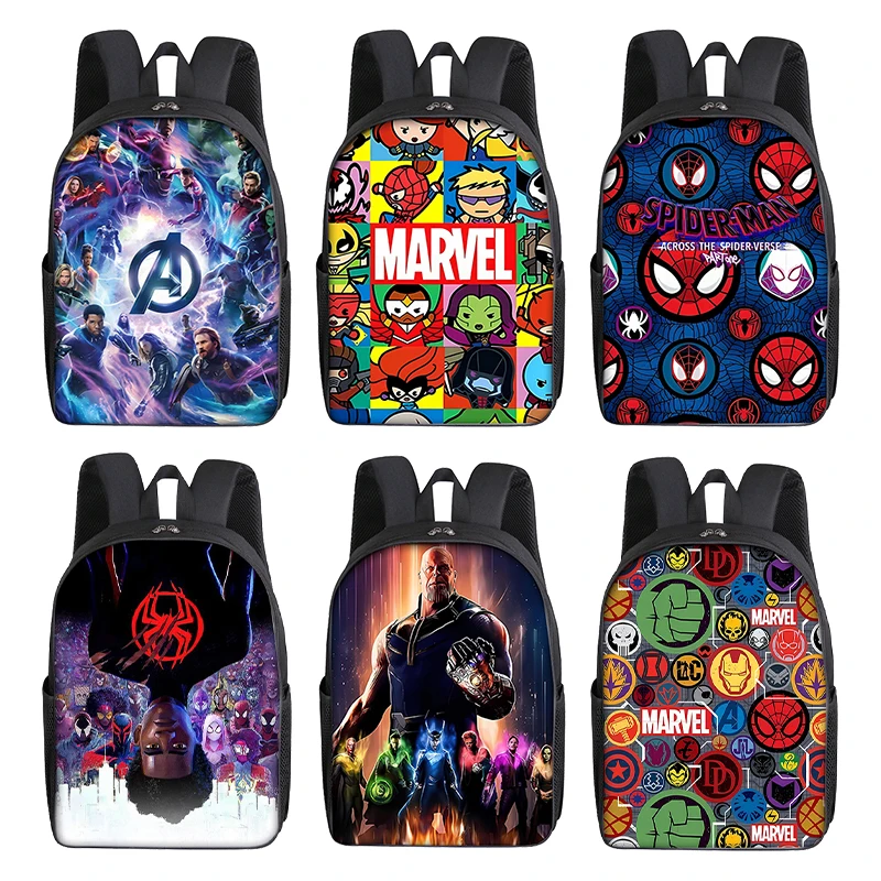 Marvel Heroes Backpack Spiderman Thanos Kids Teenage Anime Movie Cartoon Print Student School Bag Supplies Knapsack Vogue Gifts