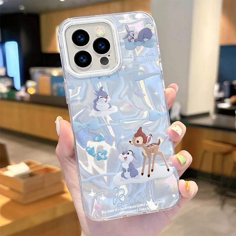 Disney Bambi Thumper Camlet Laser Phone Case for iPhone 16 15 14 13 12 11 Pro Max XR XS X 8 7 6S 6 Plus SE 2020 2022 Cover Funda