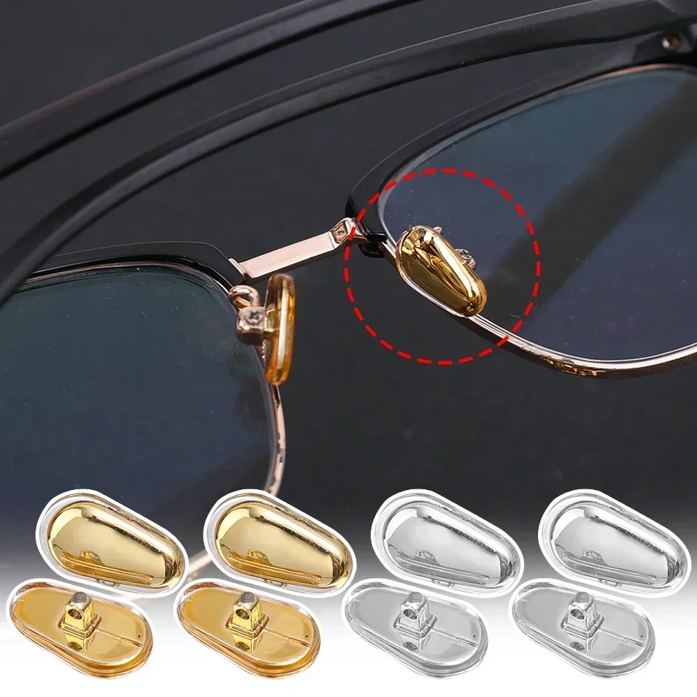 

4pcs Silicone Gold-covered Silver Nose Pads Nearsighted Glasses Sunglasses Easy Removable Universal Locking Eyeglass Nosepiece