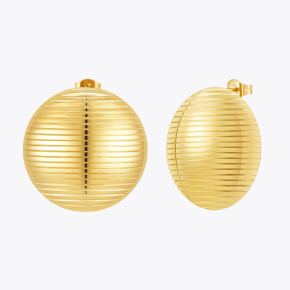 

ENFASHION Round Stripe Earrings For Women's Aretes De Mujer Stainless steel 18k Gold Plated Fashion Jewelry Dating Party E241582