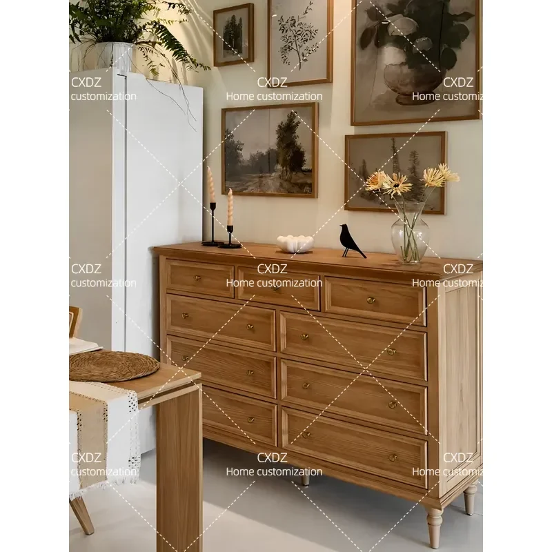 Fine wood language blogger with the same solid wood dining side cabinet French natural wind nine chest cabinet living room