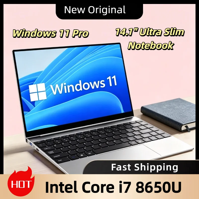 

14.1 Inch Ultra Slim Gaming Laptop 32GB RAM 2TB SSD Intel Core i7 8650U Windows 11 1920x1080 HD Notebook PC Gamer