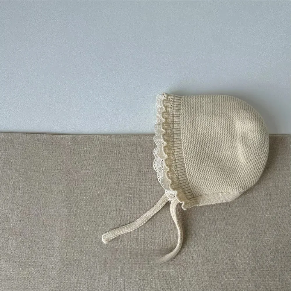 

Korean Ruffle Lace Hat Keep Warm Solid Color Knitted Wool Hat Autumn Winter Cap Boys Girls