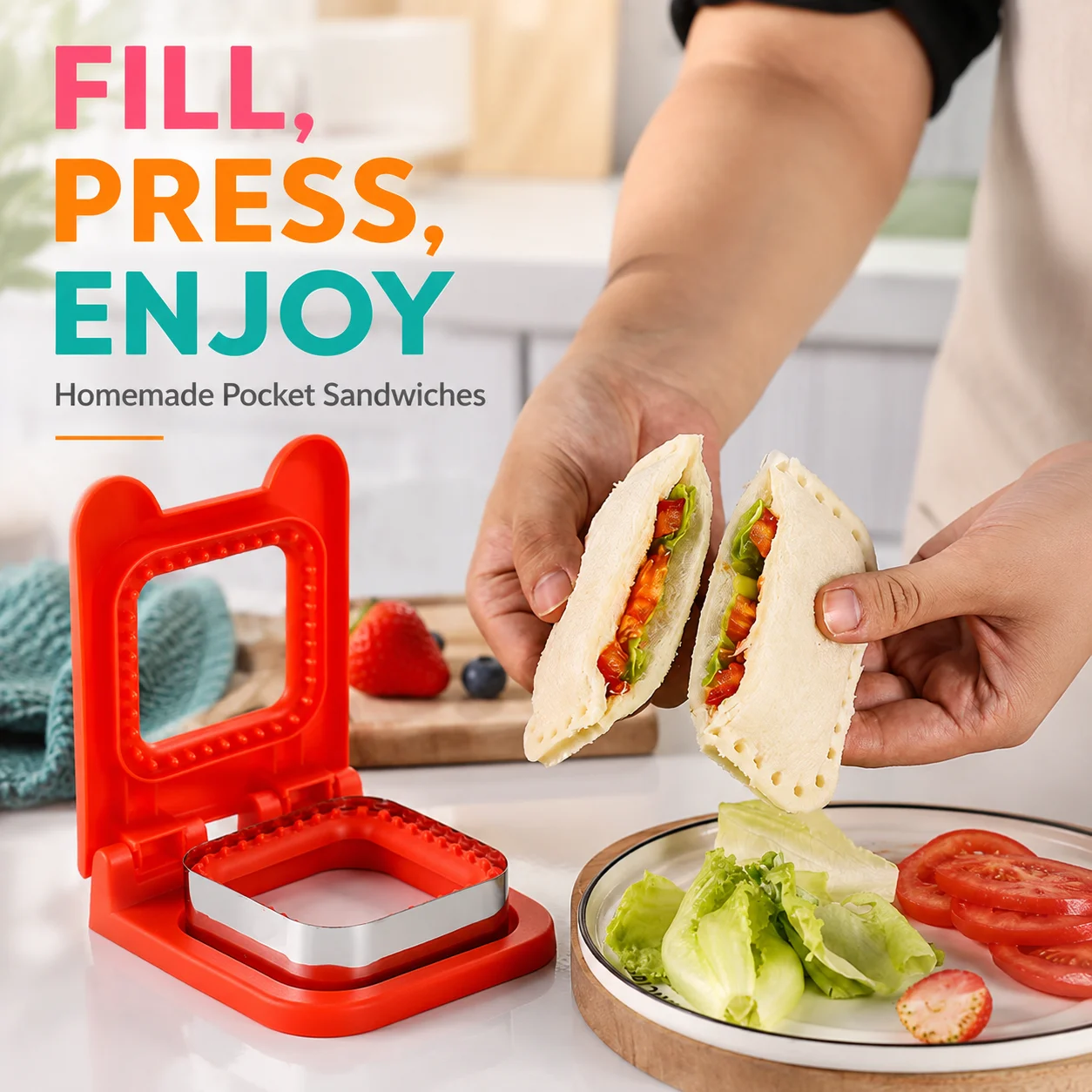 Machine à sandwichs de poche en acier inoxydable, coupe-pain, scelleuse, moule de pressage de qualité alimentaire pour bento d'enfants, outil de cuisine DIY