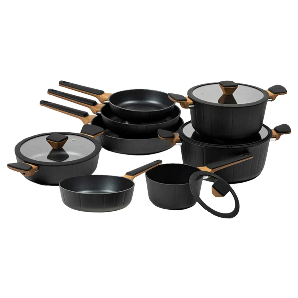 16 Piece Set Of Pots And Pans With Non-stick Coating Stackable Aluminum Granite Cookware Sets Cooking Nonstick For Kitchen