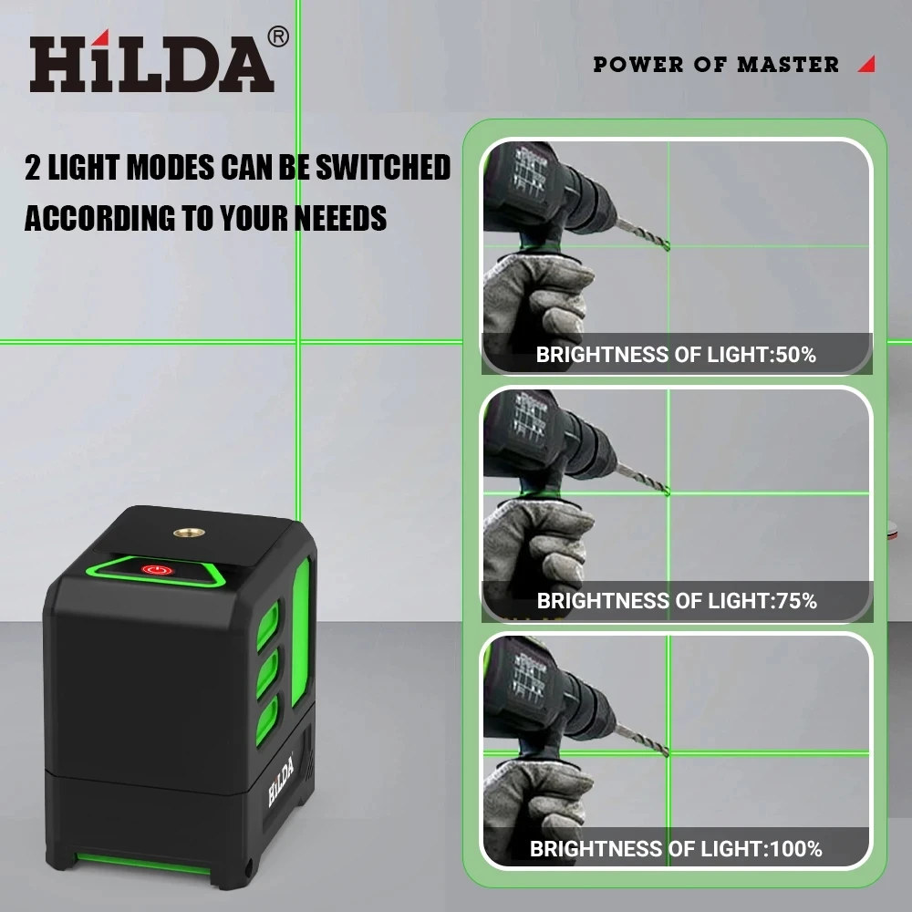 HILDA Laser-Nivelliergerät 2 Linien/5 Linien 360° Automatische Nivellierung Baustellengerät Grünes Licht Kreuzlaser Gutes Geschenk – Detail 9