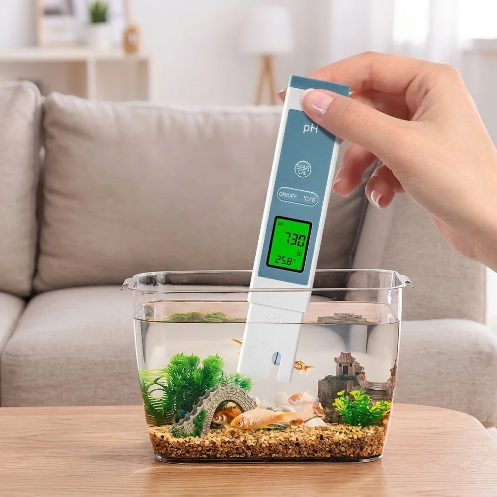 pH Meter Pen Digital for Water Testing Backlit Screen 30 Second Stabilization Time Lightweight for Field or Tank Use