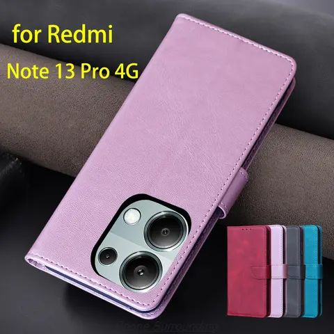 Étui à rabat portefeuille en cuir PU pour Xiaomi Redmi Note 13 Pro, porte-cartes 4G, sacs de téléphone, étui de protection