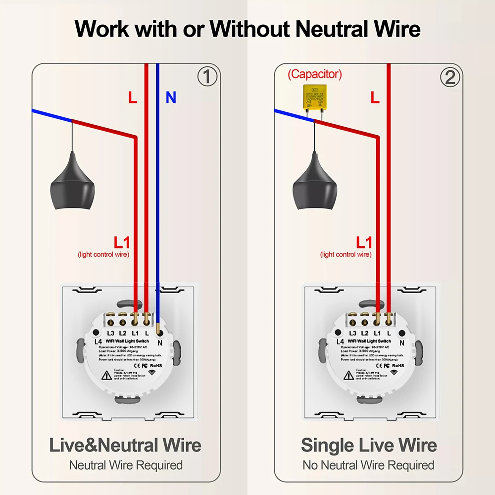 BONDA-interruptor inteligente Alexa RF433 dispositivo con WiFi funciona con Google 1/2/3 entradas