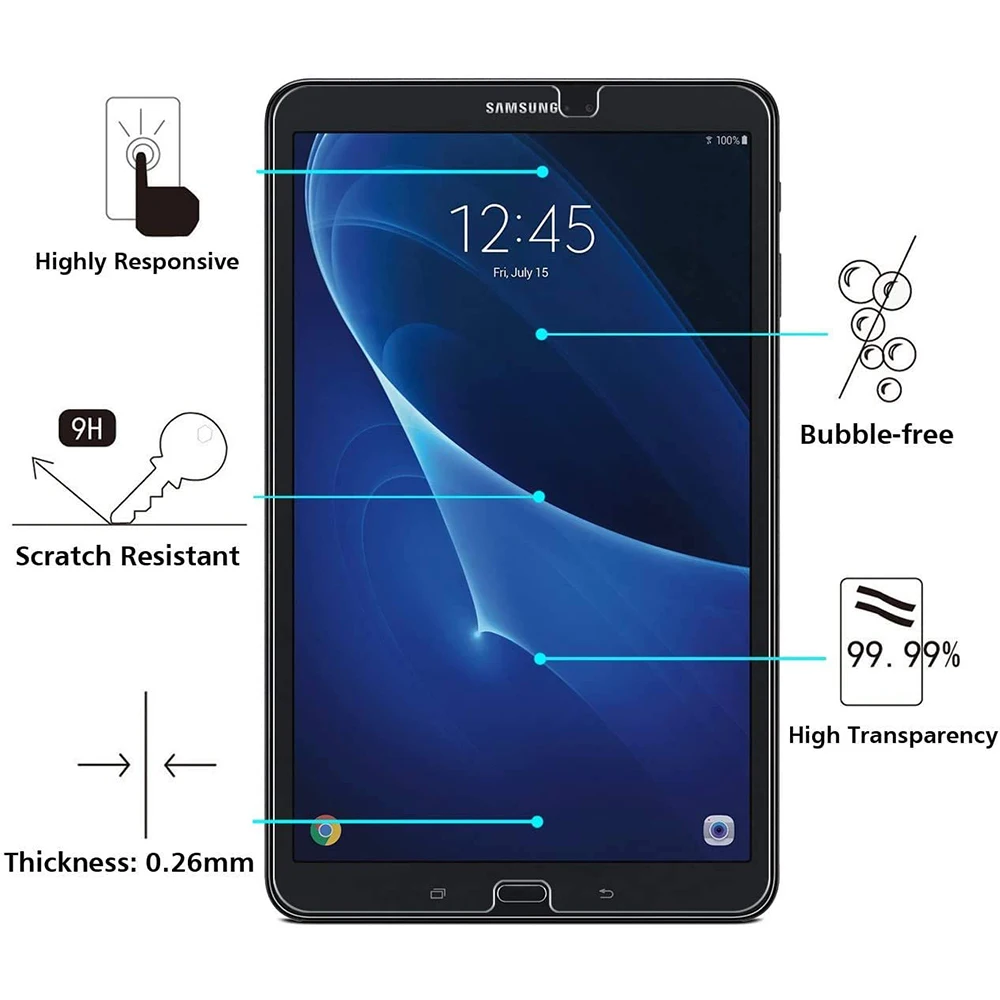 (3 Packs) Tempered Glass For Samsung Galaxy Tab A 10.1 2016 SM-T580 SM-T585 T580 T585 Screen Protector Tablet Film