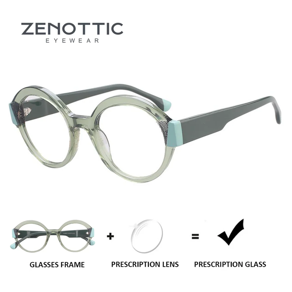 

ZENOTTIC ретро круглые очки по рецепту для женщин ручной работы ацетатные фотохромные оптические очки прогрессивные очки