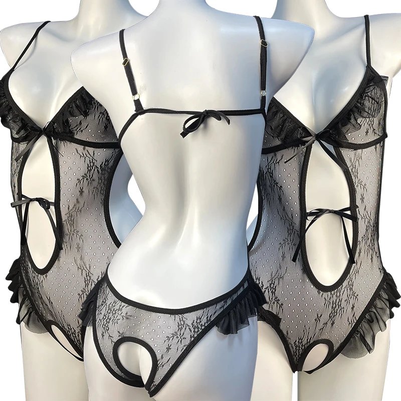 

2024 сексуальное нижнее белье с вырезами, Женское боди с кисточками и завязками, эротическая одежда, Сетчатое Прозрачное платье-комбинация, порно Нижнее белье