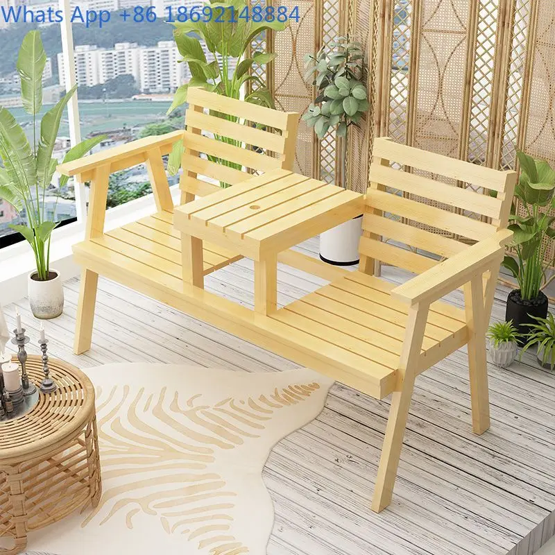 Outdoor Wooden Garden Bench for Patio Backyard Camping and Park Double Seat Leisure Chair for Adults