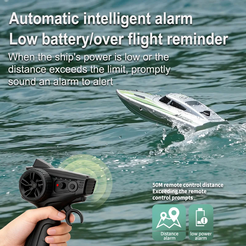 Smart Alarm Sealed Waterproof Electric Remote Control Boat 30KM/H Capsize Reset LED Lighting High Speed RC Speedboat Boat Toy