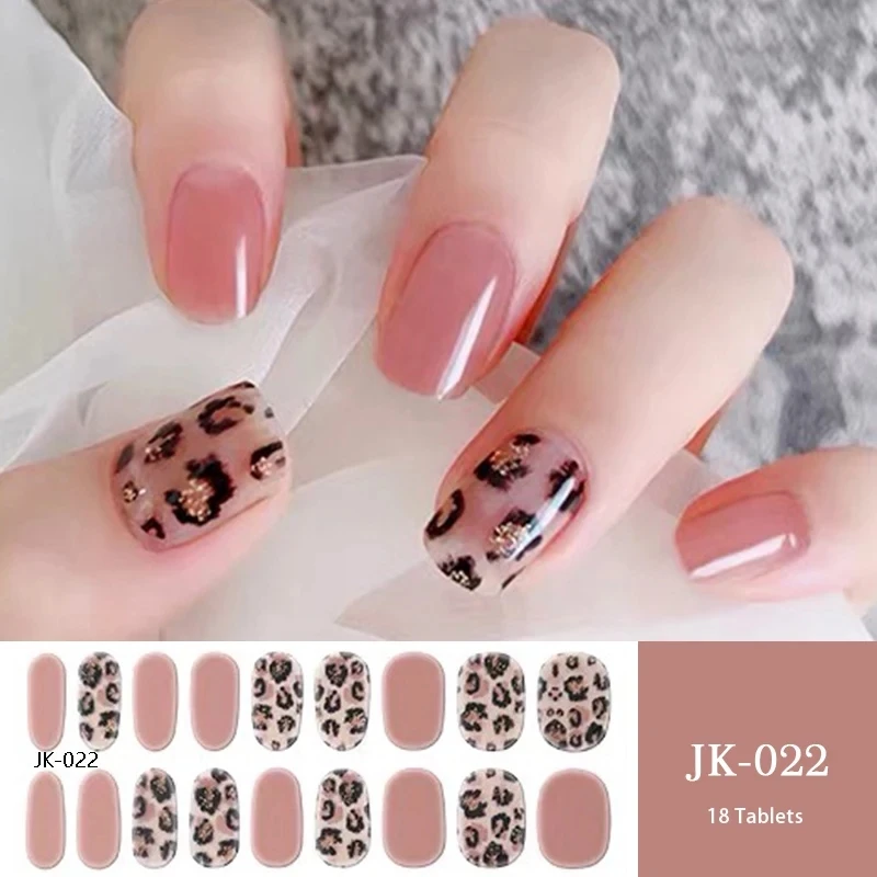 16/18/20Tips Semi Cured Nail Gel Strips Adhesive Full Cover Stickers for Nails UV Lamp Need Press On Nails Fashion Manicure