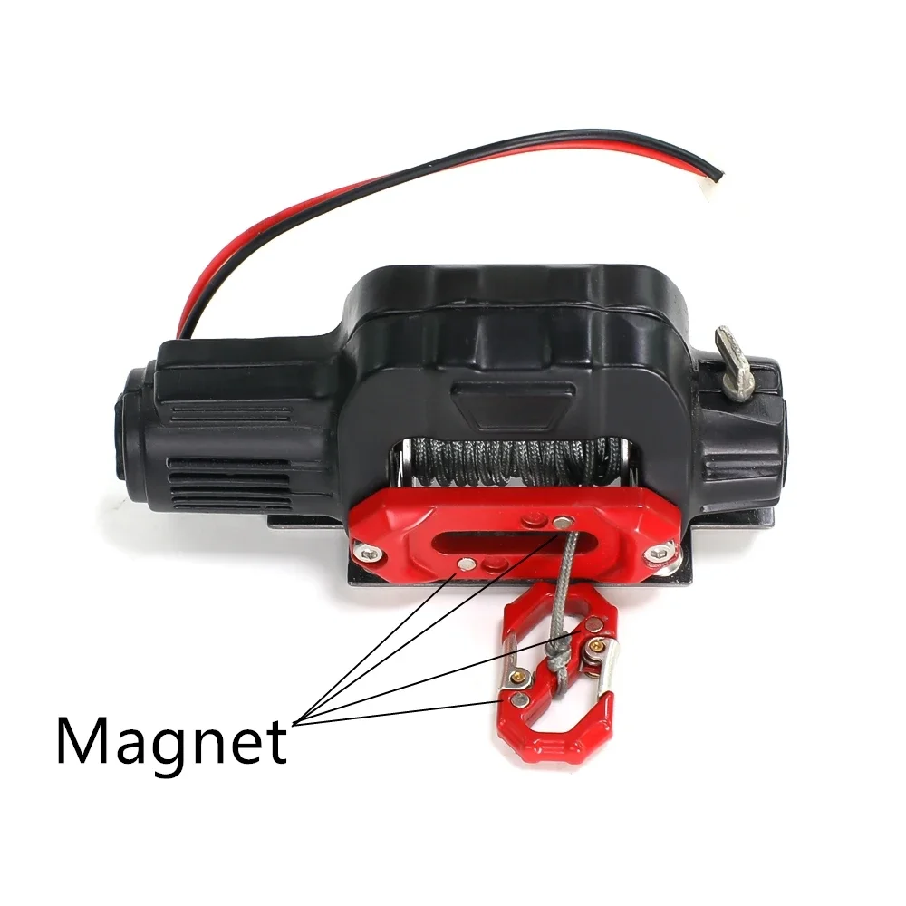 Magnet Winch Rope Guide Hawse Fairlead Guard and Tow Trailer Hook for 1/10 RC Crawler Car Axial SCX10 TRAXXAS TRX4 Upgrade Parts