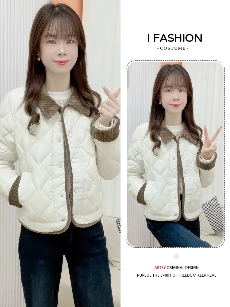 معطف شتوي نسائي فضفاض مبطن بالفرو مع ياقة، ملابس خارجية دافئة ونحيفة للارتداء اليومي