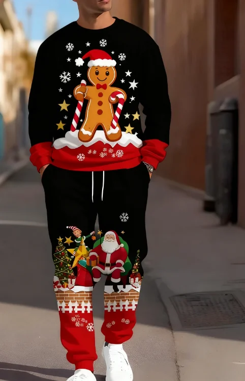 

Christmas Tshirt Pants 2pcs Sets 3D Print Adult Long sleeve Two Pieces Tracksuit New Year Party Couple Xmas Gift Jogging Suits﻿﻿