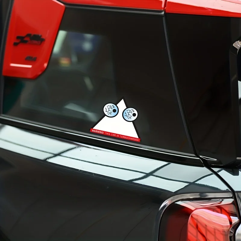 1PC Unique Turbocharged Warning Decal, Brainy Eyes Look, Suitable for Turbo Car, Motorcycle & Racing Gear