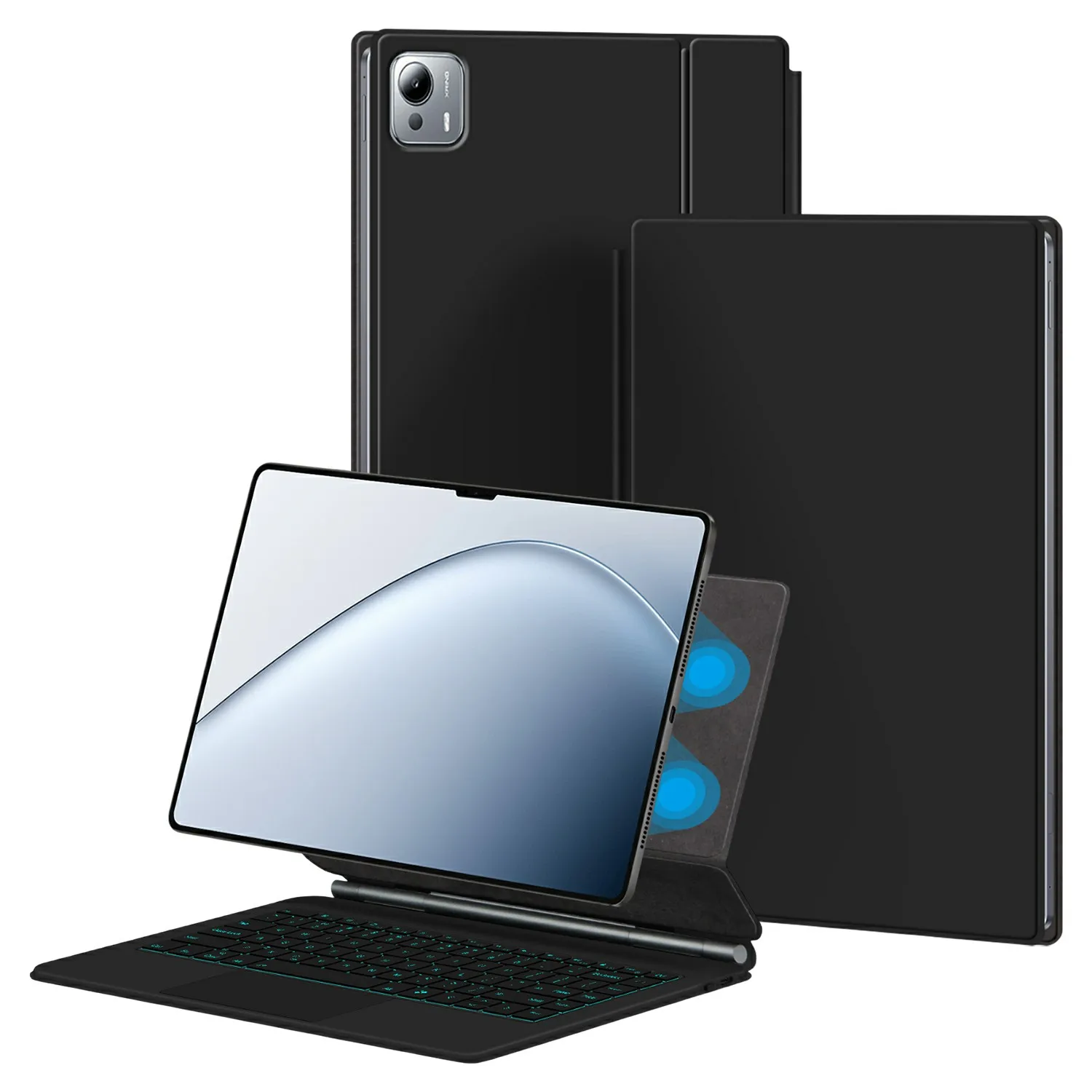 For Xiaomi Pad 7 Ultra Magnetic Floating Bluetooth-Compatible Keyboard (Russian) + Leather Tablet Case