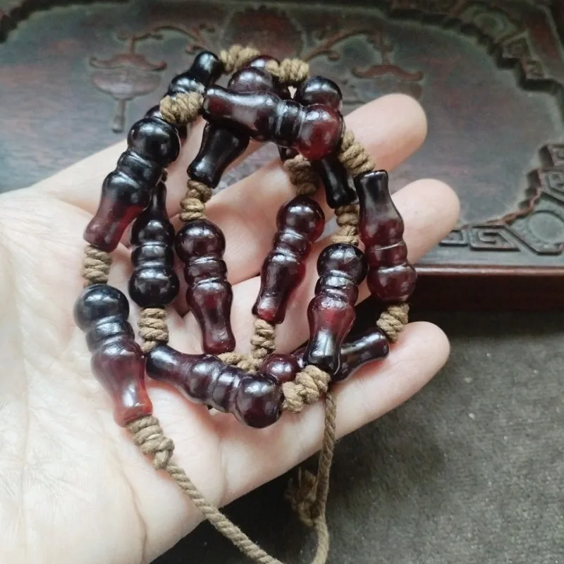 Retro Wine Red Mini Gourd Agate Bead String Glossy Calabash Spacers Ethnic Hand Jewelry Making Accessories