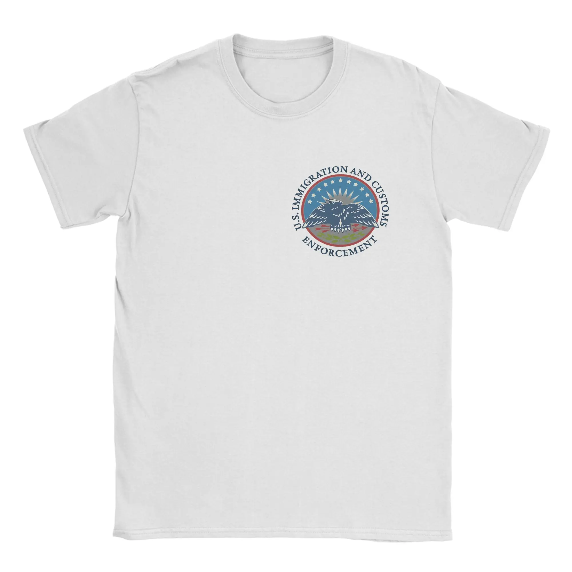 ICE Immigration and Customs Enforcement Logo Men's T Shirts Short Sleeve Round Collar T-Shirts Pure Cotton Gift Clothing