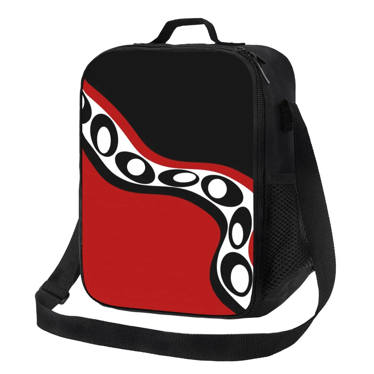 

Custom Waves And Rounded Shapes Thermal Insulated Lunch Bag Geometric Abstract Resuable Lunch Tote for Work Bento Food Box