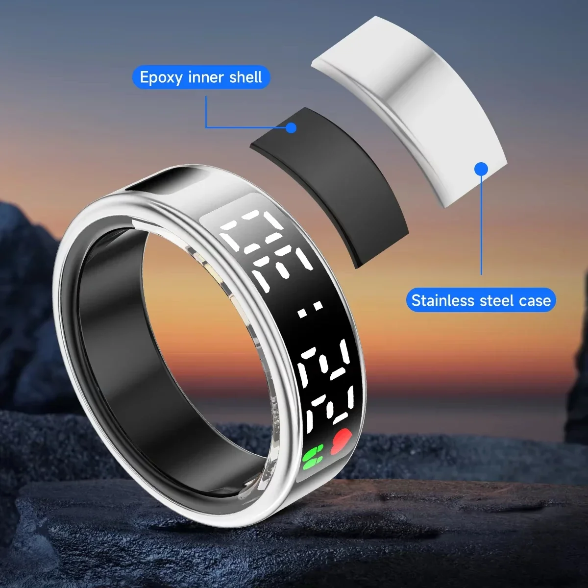 

Ring Smart Fitness Tracker Ring with Screen- Sleek Design, Advanced Health Monitoring