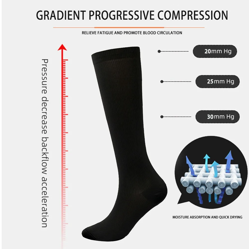 Compression Running Socks for Men Women Football Anti Fatigue Pain Relief Calf Support Sports Socks Varicose Veins Circulation