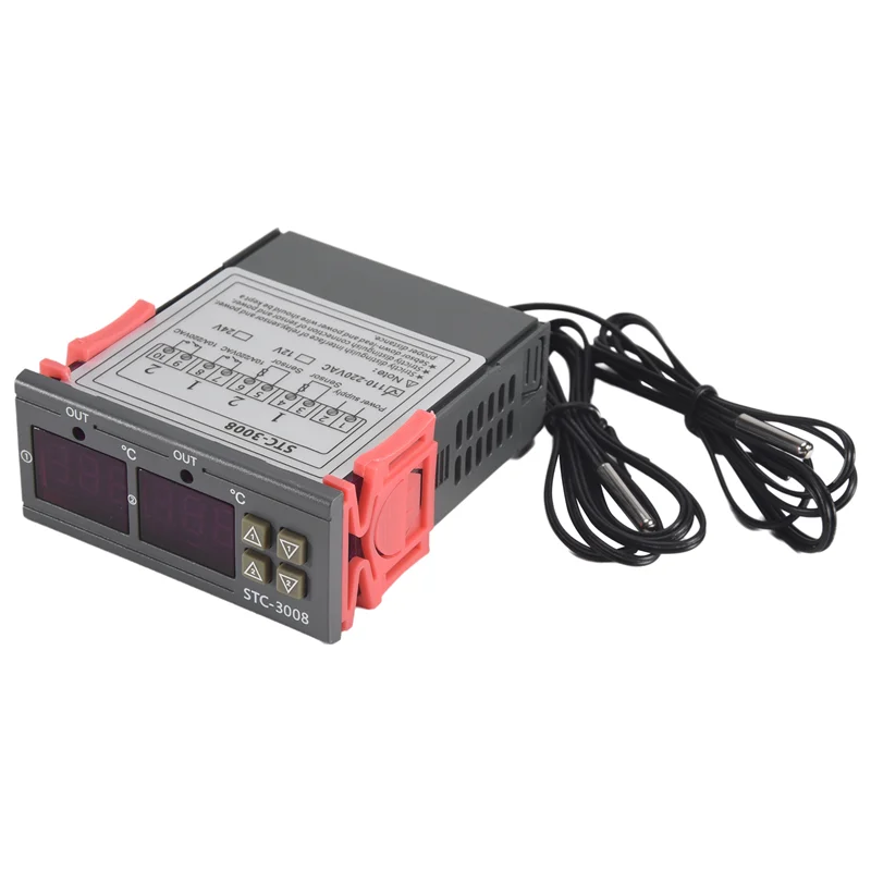 AEF7-Digital Termostato Controlador de Temperatura STC-3008 Termômetro Sensor Higrômetro 12V 24V 220V