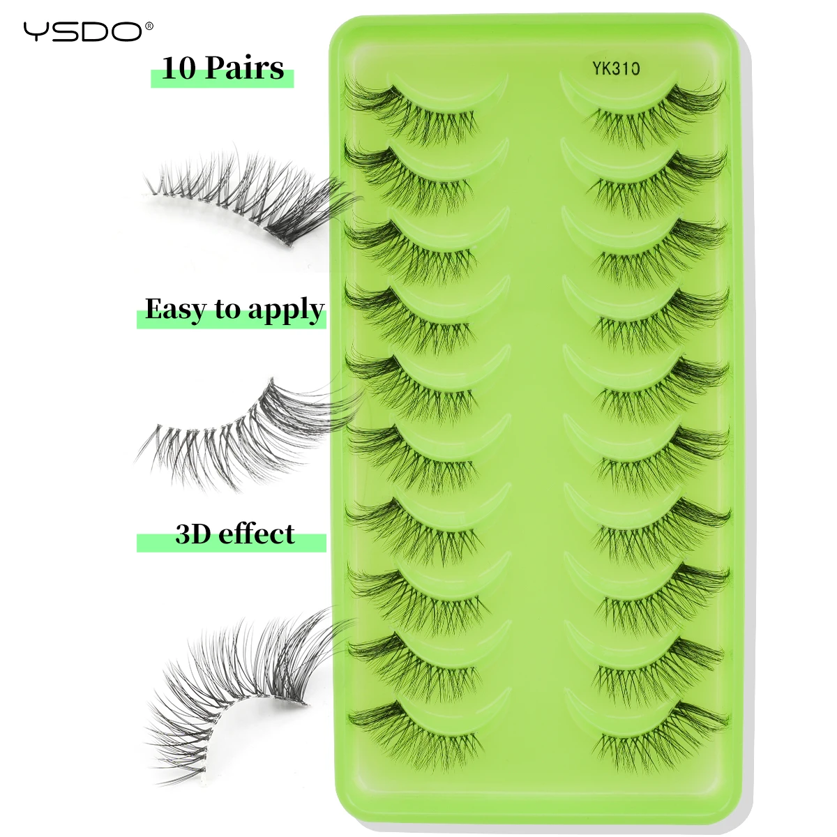 YSDO-Natural Long Cat Eye Cílios, Alado 3D Mink Lashes, Extensão dos Cílios Falso, Maquiagem Wispy, 3 Pares, 6 Pares, 10 Pares