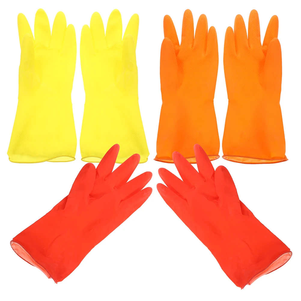 

6 Pcs Cleaning Latex Gloves Reusable Kitchen Supplies Household Rubber for Dish Washing Washable Dishwashing