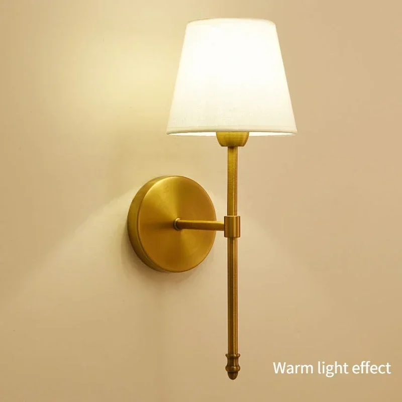 Modern Bedroom Bedside Lamp American Living Room Wall Lamp Luxury Creative Cloth Lampshade Staircase Walkway Decorative Light